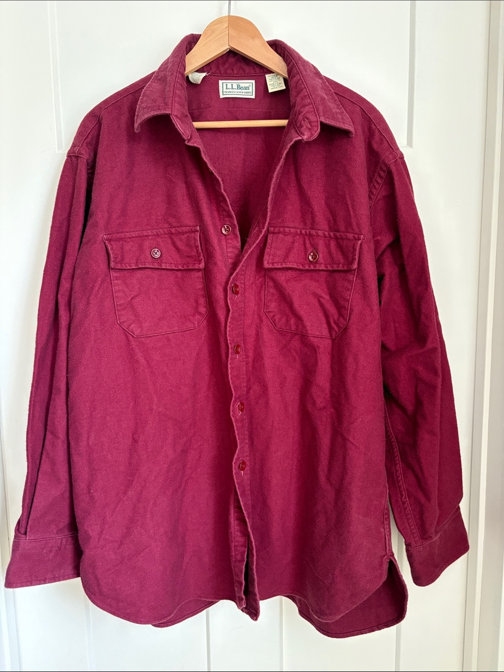L.L. Bean Burgundy Long-Sleeve Flannel Shirt